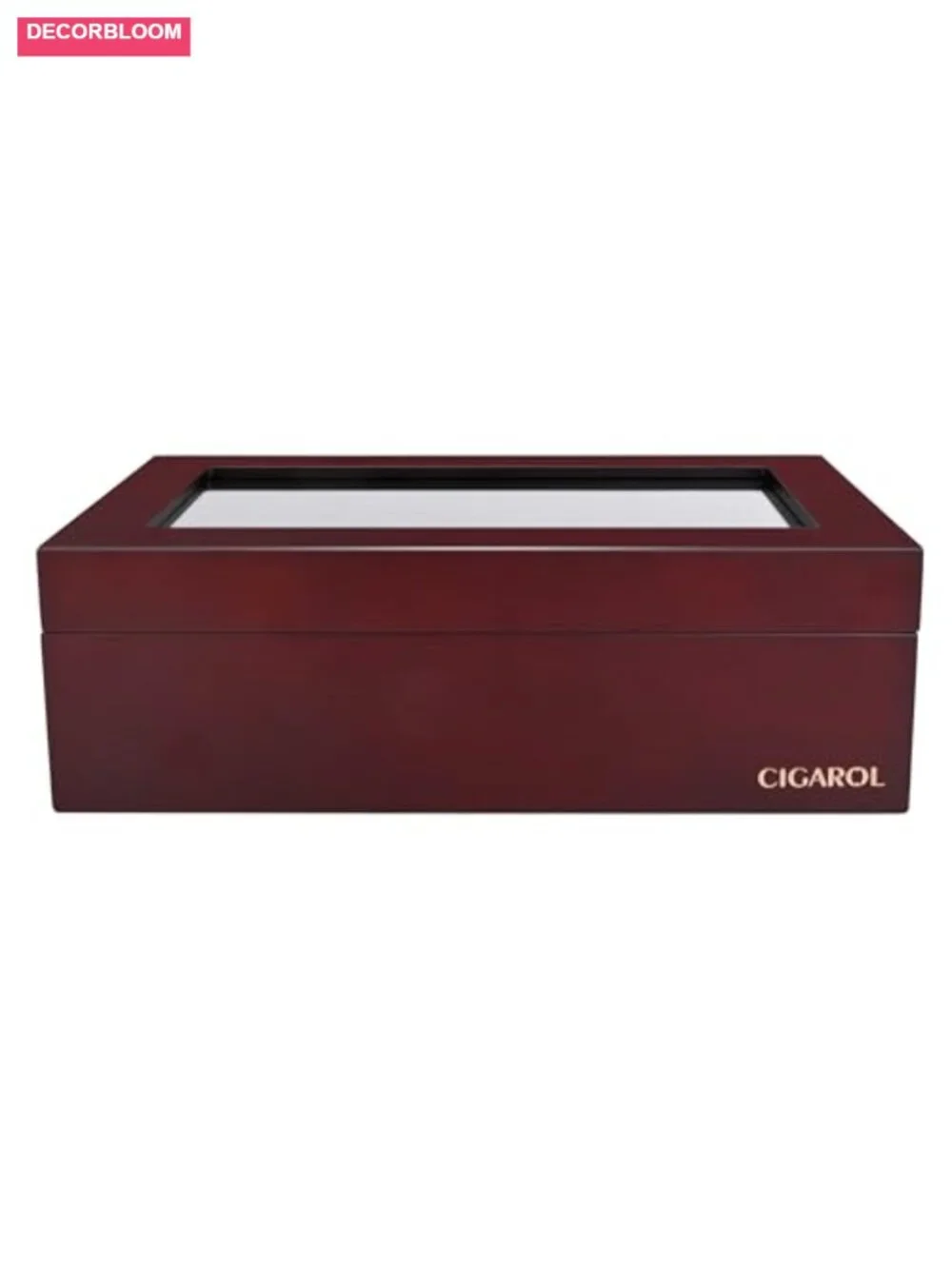6-Compartment Wooden Tea Box with Glass Lid - Storage for Tea Bags, Coffee
